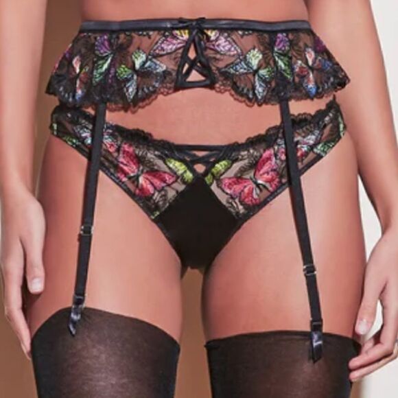 Fleur du Mal Black Butterfly Garter Belt. Size Small (2). New with Tag (NWT)! - Picture 2 of 16
